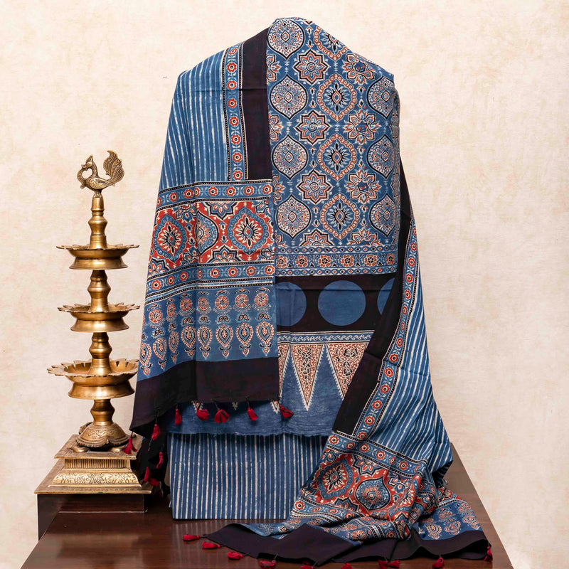 Ajrakh Hand Block Cotton Suit Set