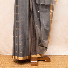 Handloom Chanderi Saree With Lotus Motif & Zari Border