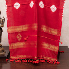 Handwoven Woollen Bandhini Red Stole