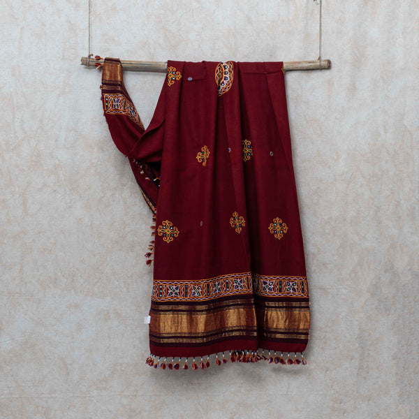 Maroon Handwoven Woolen Shawl