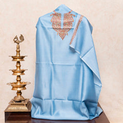 Kashmiri Hand Embroidered Chanderi Silk Kurta Fabric & Kashmiri Hand Embroidery Chandari Silk Dupatta