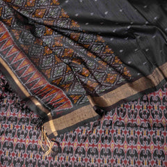 Black Pochampally Ikkat Silk Splendor