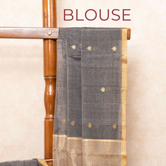 Handloom Chanderi Saree With Lotus Motif & Zari Border