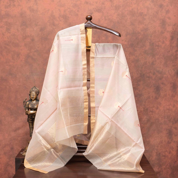 Handloom Ikkat Raw Silk Kurta Fabric With Handloom Pattu Silk Dupatta With Kadwa Booti
