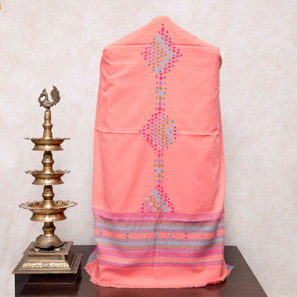 Handloom Kala Cotton Kurta Fabric With Mirror Work, Handloom Kala Cotton Bottom & Handloom Kala Cotton Designer Dupatta