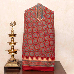 Ajrakh Hand Block Cotton Suit Set with Kota Doria Dupatta
