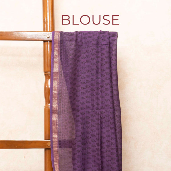 Maheshwari Silk Saree With Bagh Hand Block & Blouse With Bagh Hand Block