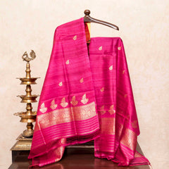 Handloom Raw Silk Kurta Fabric With Kadwa Weave, Handloom Raw Silk Bottom Fabric With Kadwa Weave & Handloom Raw Silk Dupatta With Kadwa Weave