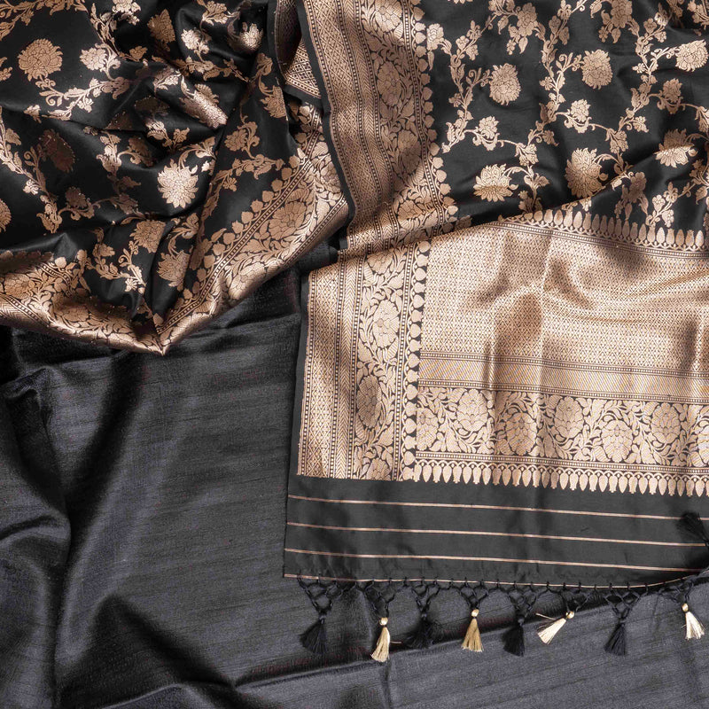 Handloom Raw Silk Kurta, Bottom Fabric & Handloom Katan Silk  Banarsi Dupatta