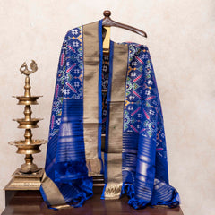 Handloom Raw Silk Ikkat Kurta Fabric & Handloom Hand Weave Mulberry Silk Ikkat Dupatta
