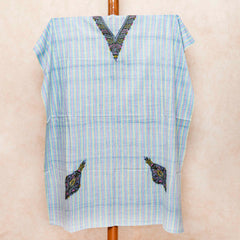 Handloom Mangalgiri Cotton Kaftan With Kashmiri Hand Embroidery (Free size)