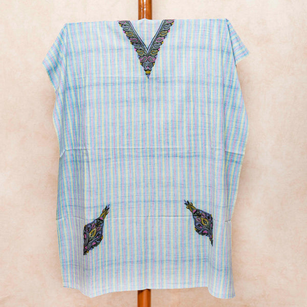 Handloom Mangalgiri Cotton Kaftan With Kashmiri Hand Embroidery (Free size)