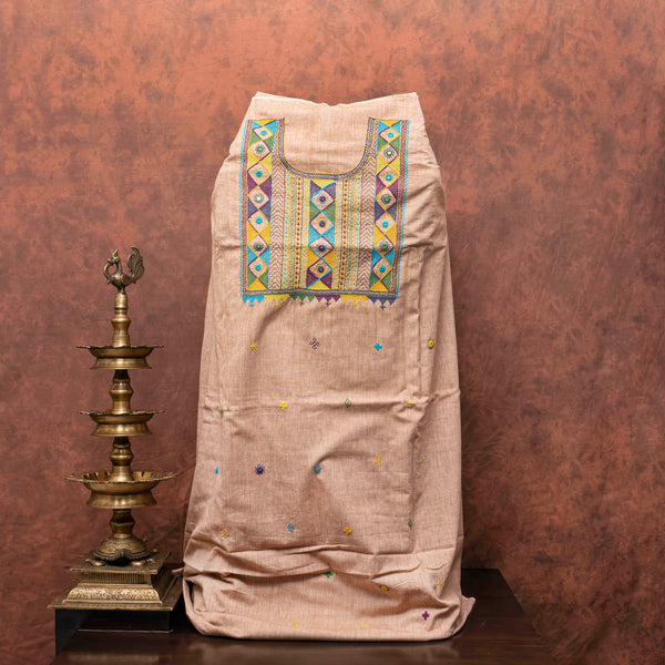 Handloom Khadi Cotton Hand Embroidery Kurta & Bottom Fabric