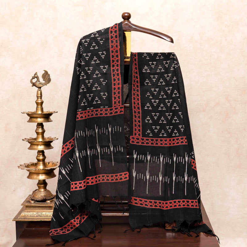 Cotton Hand Block Kurta Fabric, Cotton Hand Block Bottom Fabric & Mangalgiri Cotton Hand Block Dupatta