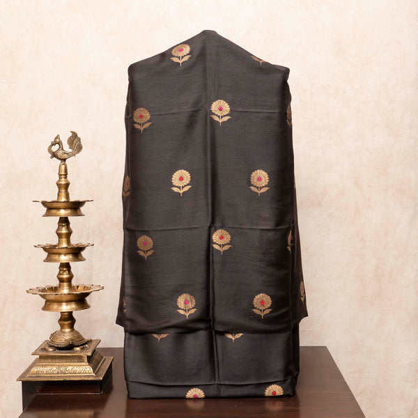 Handloom Muga Silk Kurta, Bottom Fabric With Kadwa Weave & Handloom Muga Silk Dupatta With Kadwa Weave