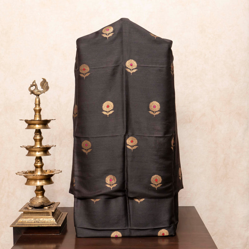 Handloom Muga Silk Kurta, Bottom Fabric With Kadwa Weave & Handloom Muga Silk Dupatta With Kadwa Weave