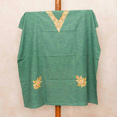 Handloom Mangalgiri Cotton Kaftan With Kashmiri Hand Embroidery (Free size)