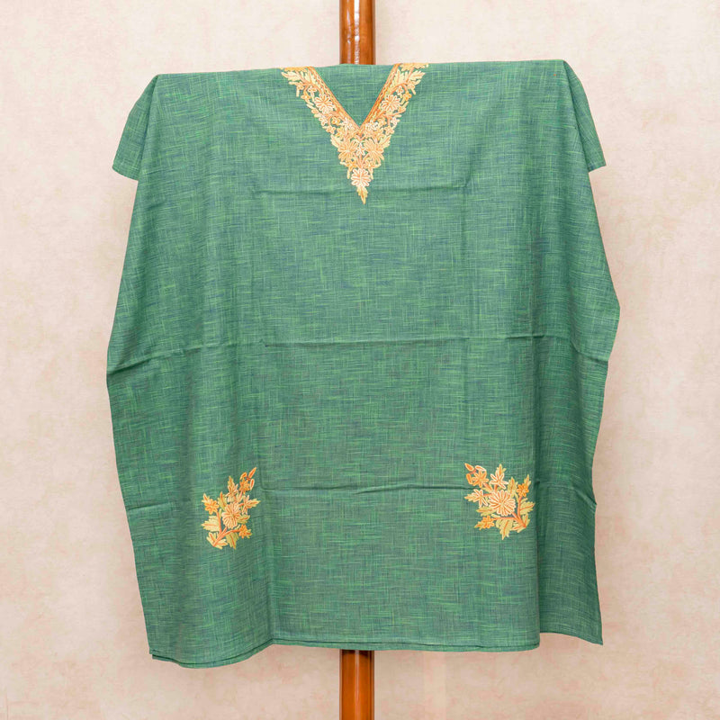 Handloom Mangalgiri Cotton Kaftan With Kashmiri Hand Embroidery (Free size)