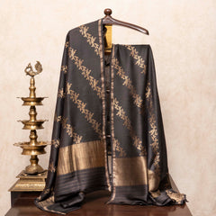Handloom Muga Silk Kurta, Bottom Fabric With Kadwa Weave & Handloom Muga Silk Dupatta With Kadwa Weave