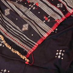 Handloom Kala Cotton Designer Saree With Tussar Weave & Kala Cotton Blouse Piece