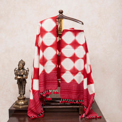 Handwoven Woollen Red Shawl With Clamp Dying