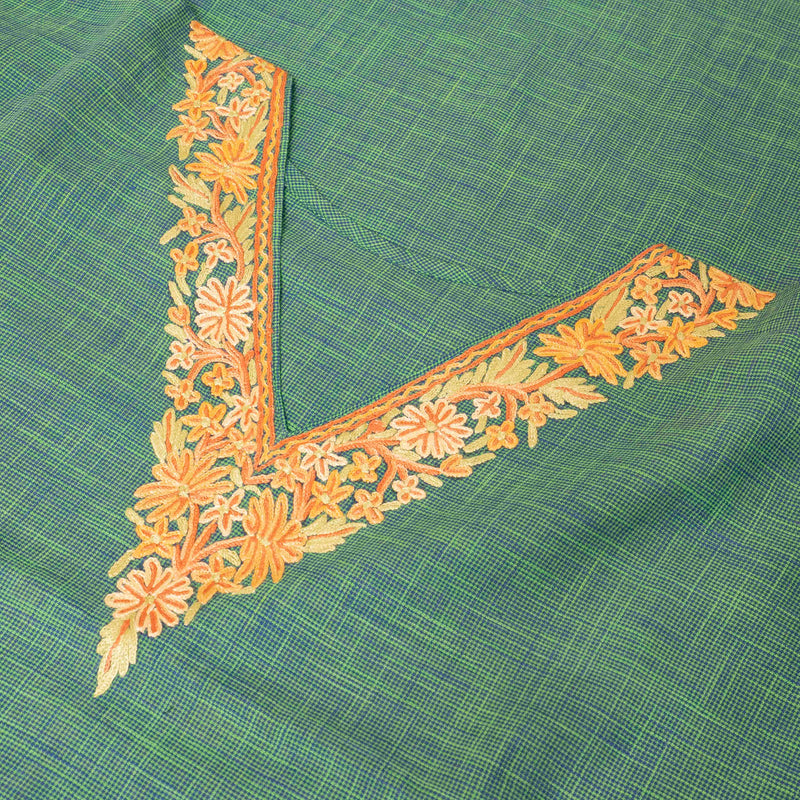 Handloom Mangalgiri Cotton Kaftan With Kashmiri Hand Embroidery (Free size)