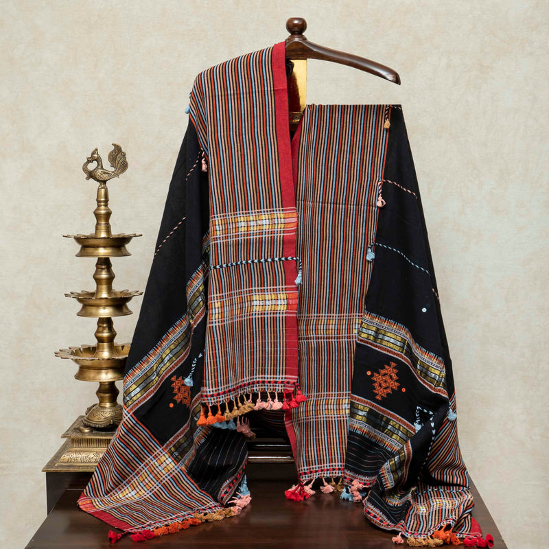Handloom Kala Cotton Suit Set with Mirror Work