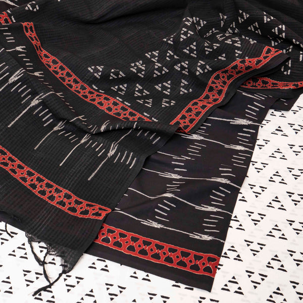 Cotton Hand Block Kurta Fabric, Cotton Hand Block Bottom Fabric & Mangalgiri Cotton Hand Block Dupatta