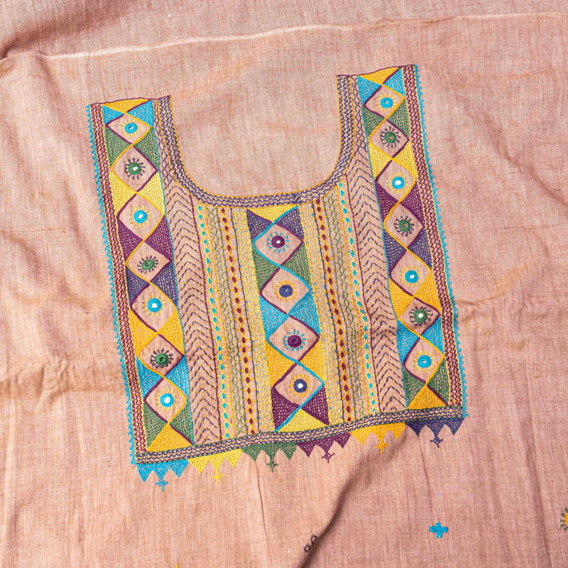 Handloom Khadi Cotton Hand Embroidery Kurta & Bottom Fabric
