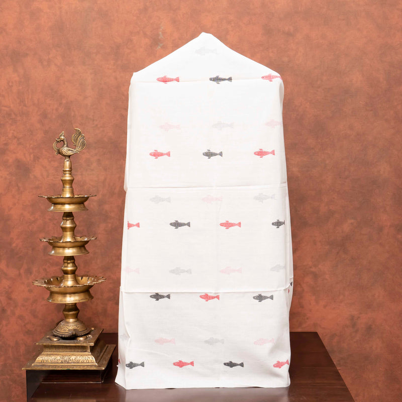Handloom Cotton Jamdani Kurta Fabric & Handloom Ikkat Dupatta