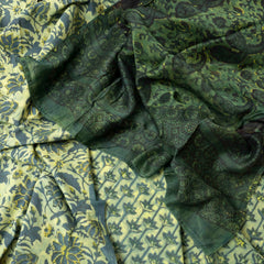 Hand Block Sage Green Cotton Kurta, Bottom Fabric With Chanderi Silk Hand Block Dupatta