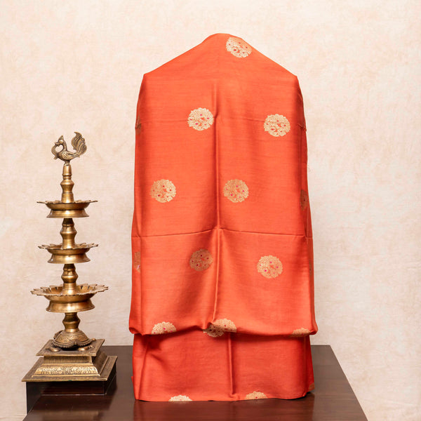 Handloom Muga Silk Kurta, Bottom Fabric With Kadwa Weave & Handloom Muga Silk Dupatta With Kadwa Weave