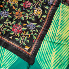 Pure Silk Tie-Dye kurta fabric with Kantha Dupatta