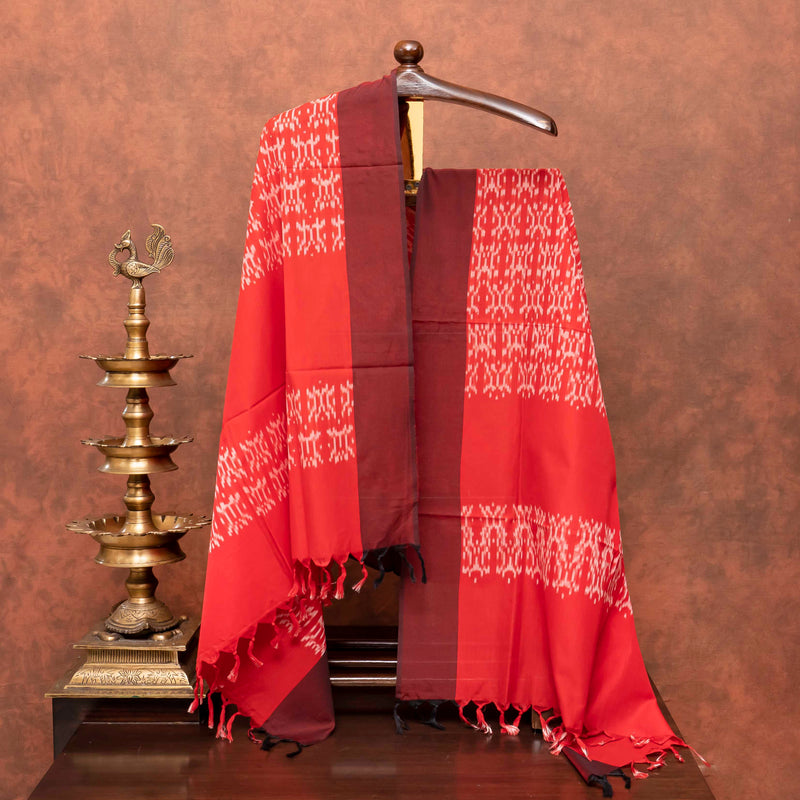 Handloom Cotton Jamdani Kurta Fabric & Handloom Ikkat Dupatta