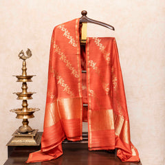 Handloom Muga Silk Kurta, Bottom Fabric With Kadwa Weave & Handloom Muga Silk Dupatta With Kadwa Weave