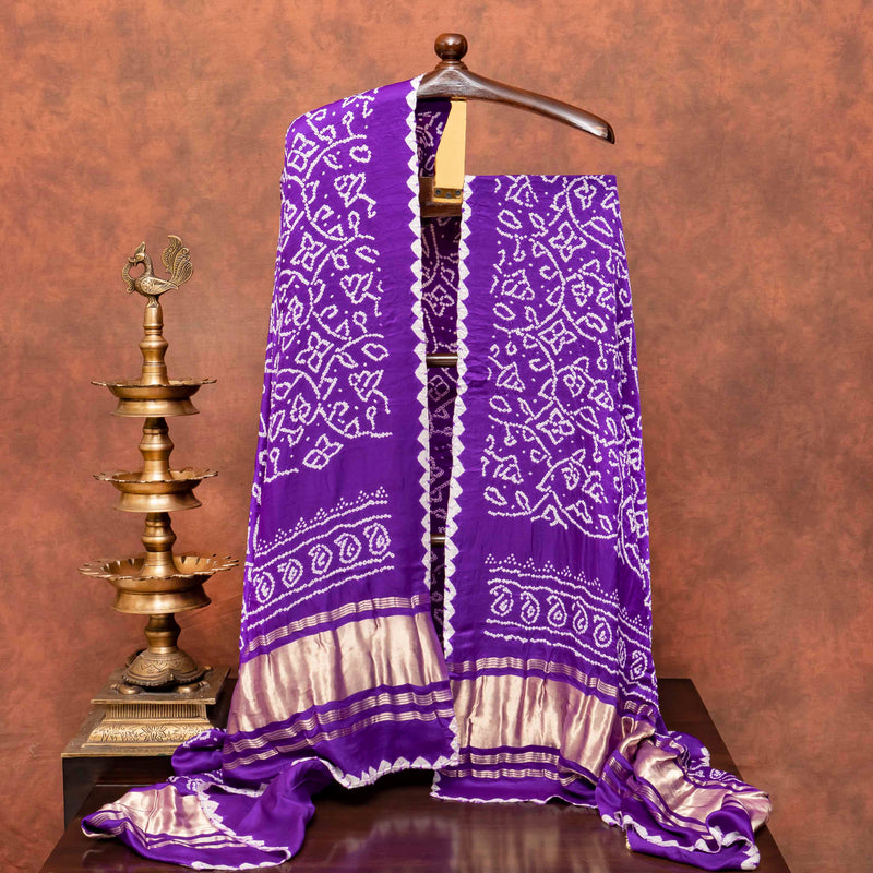 Chikankari Hand Embroidery Mul Chanderi Kurta Fabric & Gaji Silk Bandhanii Dupatta
