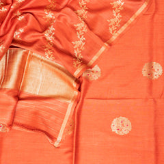 Handloom Muga Silk Kurta, Bottom Fabric With Kadwa Weave & Handloom Muga Silk Dupatta With Kadwa Weave