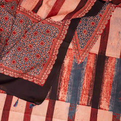 Hand Block Ajrakh Cotton Suit with Mul Cotton Dupatta