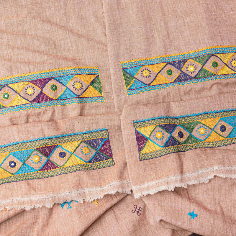 Handloom Khadi Cotton Hand Embroidery Kurta & Bottom Fabric