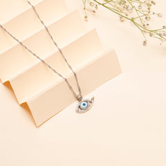 925 Sterling Silver Evil Eye Pendant With Chain With Zircon