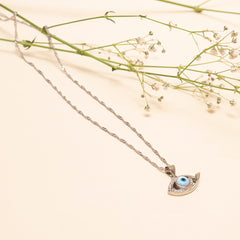 925 Sterling Silver Evil Eye Pendant With Chain With Zircon