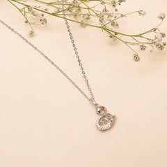 925 Silver - Swan Pendant (Solitaire in the centre)