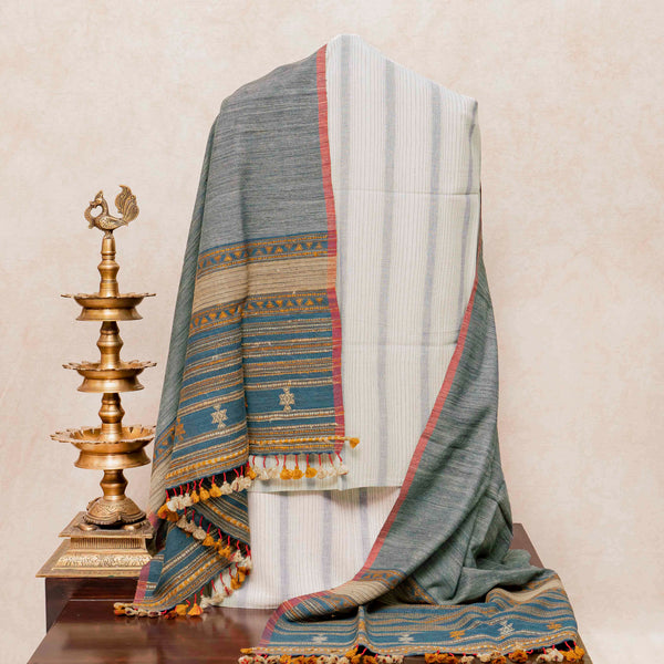 Kala Cotton Unstitched Suit with Tussar Weave Dupatta