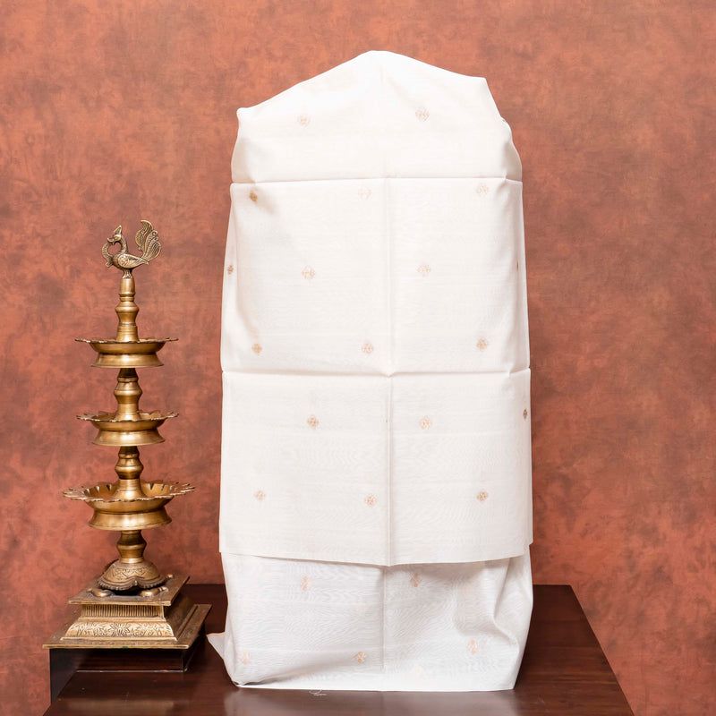 Handloom Chanderi Silk Kurta, Bottom Fabric & Handloom Chanderi Silk Dupatta With Kadwa Weave