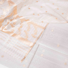 Handloom Chanderi Silk Kurta, Bottom Fabric & Handloom Chanderi Silk Dupatta With Kadwa Weave